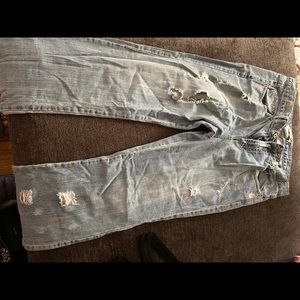 Z. Cavaricci  ripped with pink splotches jeans